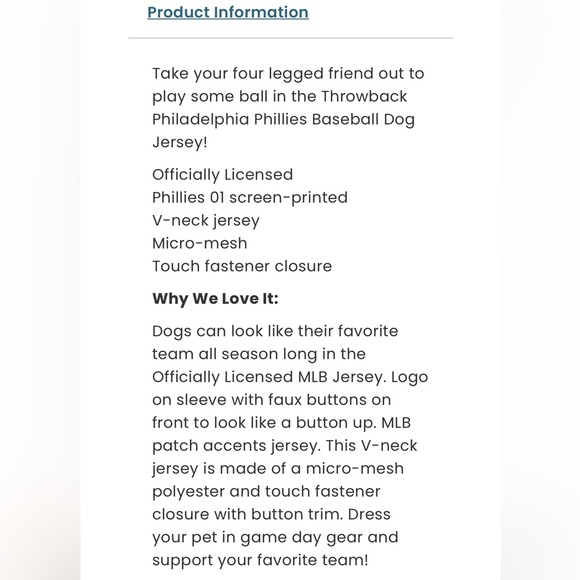 MLB Blue Phillies Dog Jersey - XL - Picture 3 of 4